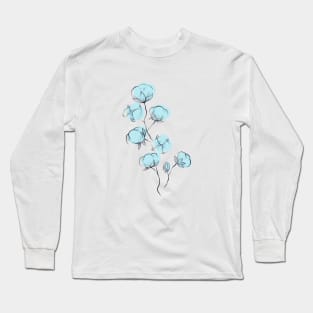 Blue cotton plant Long Sleeve T-Shirt